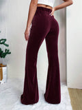 Women's Stylish Elastic Waist Corduroy Flared Pants