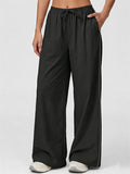 Women's Comfy Wide Leg Drawstring Palazzo Pants Loose Fit Trousers