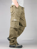 Men Ripstop Cargo Pants Multi Pocket Loose Fit Hiking Work Trousers