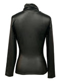 Women's Trendy All Black High Neck Long Sleeve Undershirt