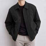 Korean Style Men's Long Sleeve Waist Length Solid Color Lapel Jacket