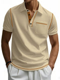 Male's Summer Simple Breathable Contrast Trim Short Sleeve Shirts