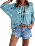 Women's Summer Boho Crochet Hollow Out V Neck Knit Beach Top