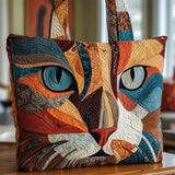 Colorful Cat Face Quilted Patchwork Tote Bag