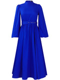 Women's Solid Color Half Sleeve High Neck Big Hem Maxi Dress