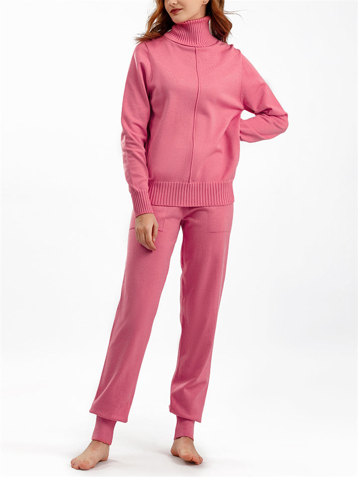 Winter Home Turtleneck Knit Sweater + Sweatpants