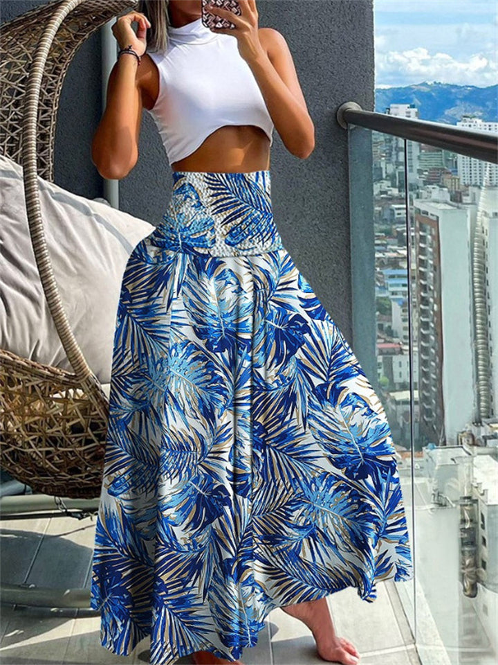 Abstract Print High Waist Holiday Ethnic Skirt for Women