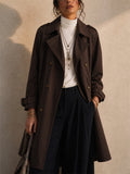 Women Classic Double Breasted Mid Length Trench Coat