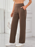 Women's Casual Solid Color Pockets High Waist Pants