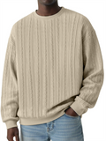 Men's Round Neck Cable-Knit Long Sleeve Casual Sweatshirts
