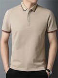 Men's Summer Simple Contrast Trim Short Sleeve Polo T-Shirts