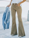 Retro High Waist Raw Edge Flared Jeans for Women