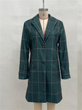 ‌Autumn Plaid Single Breasted Mid-Length Lapel Coat for Women