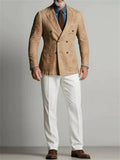 Men's Autumn Khaki Retro Casual Double Breasted Long Sleeve Coats