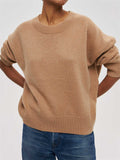 Warm Solid Knitted O-Neck Sweaters for Women