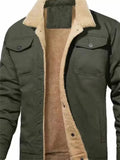 ‌Men's Casual Thick Fleece Lined Cargo Coat with Pockets