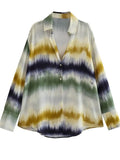 Women's 2Pcs Tie-dye Contrast Color V Neck Shirt & Pants Set