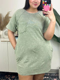 Macaroon Color Casual Round Neck Short Sleeve Mini Dress for Women