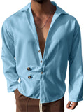 Men's Casual Lapel Button Up Long Sleeve Shirts