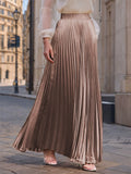 Women's Solid Color High Waist Big Hem Pleated A-Line Skirts