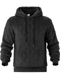 Men's Autumn Solid Color Rhombus Pattern Pullover Fleece Hoodie