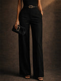 Women Wide Leg Pants High Waist Office Trousers with Pockets
