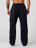 Men's Casual Solid Color Sports Drawstring Wide Leg Trousers