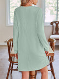 Women's Solid Color Stripe Round Neck Long Sleeve Dress