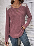 Autumn Crew Neck Long Sleeve Casual Shirt for Lady