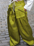 Fashion Casual Detachable Pockets Wide Leg Pants for Women