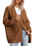 Female Versatile Trendy V-neck Solid Color Knitted Sweater