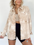 Women's Casual Tie-Dye Pockets Lapel Long Sleeve Blouses