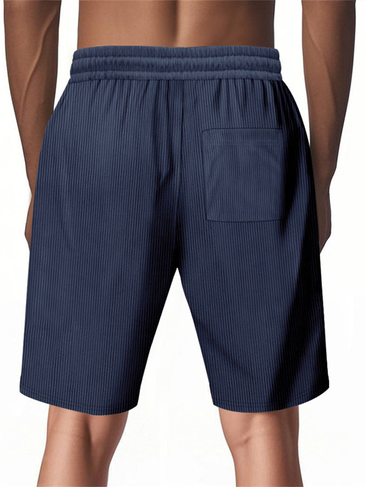 Men's Casual Corduroy Drawstring Beach Shorts