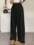 ‌Autumn Simple Plain Color Elastic Waist Wide Leg Pants for Women‌