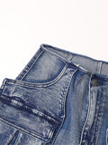 Female Multi-Pocket Loose Fit Cargo Denim Jeans