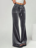A‌utumn Drawstring Velvet Wide Leg Flared Pants for Women‌