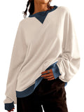 Women's Casual Contrast Color Long Sleeve Sweatshirts