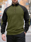 Men's Autumn Color Block Corduroy Pullover Long Sleeve Sweatshirts