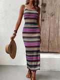Women's Summer Boho Holiday Style Contrast Color Striped Tank Dress