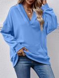 Women's Autumn Solid Color Long-sleeved Kangaroo Pocket Hoodies