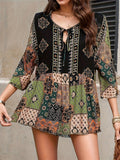 Women's Summer Holiday Style Contrast Color Printed Half Sleeve Shirt