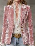 ‌Womens Elegant Autumn Lapel Single Breasted Velvet Blazer Jackets