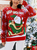 Women's Autumn Santa Claus 3D Pattern Round Neck Long Sleeve Sweaters