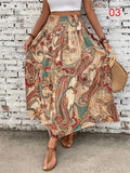 Women's Flowy Bohemian Floral Print Chiffon Long Skirt
