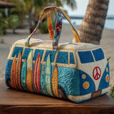 Beach Surf Bus Quilted Canvas Duffel Bag