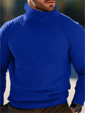 Men's Soft Simple Slim Fit High Neck Ribbed Knit Sweaters