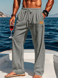 Causal Men's Linen Solid Color Drawstring Pants