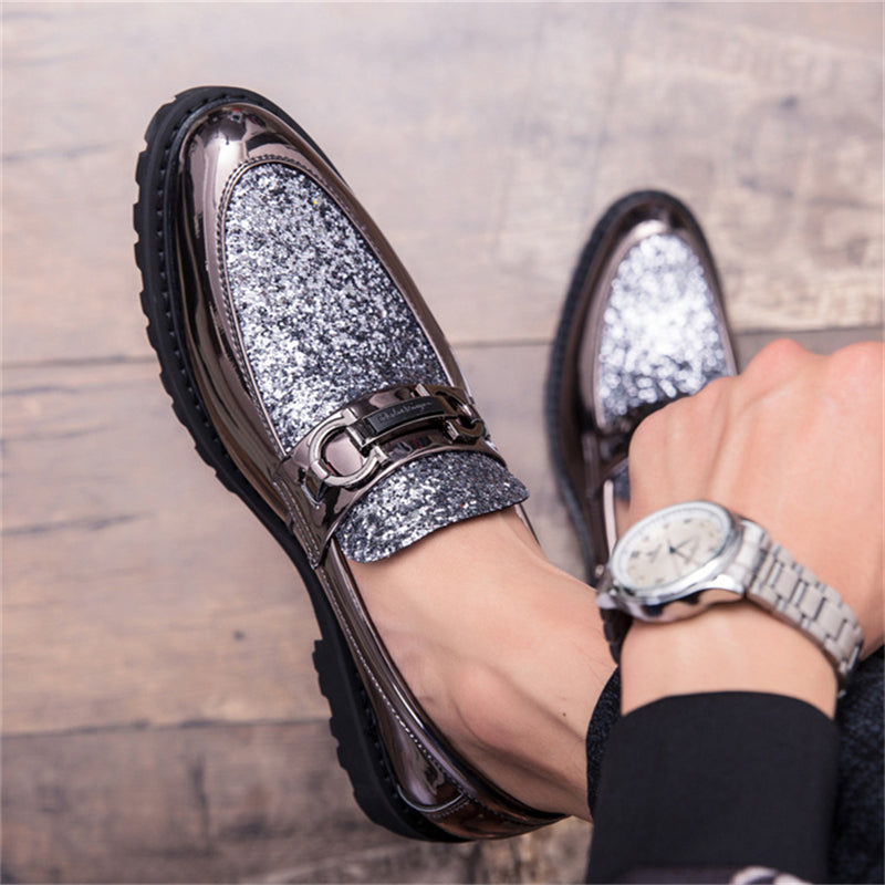 Men's Glitter Sequins Party Wedding Thick-Soled Formal Shoes