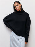 Women's Vogue Pure Color High Neck Cozy Pullover Sweater