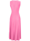 Women's Vogue Lace-Up Side Slit Square Neck Midi Dresses